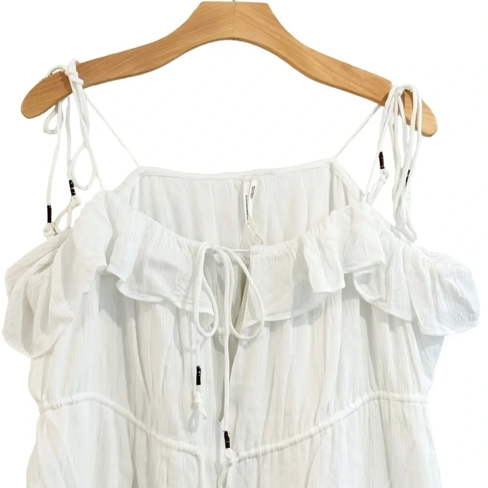 ANTHROPOLOGIE Tiered A Line White Sleeveless Dress Size M NEW - Picture 8 of 12
